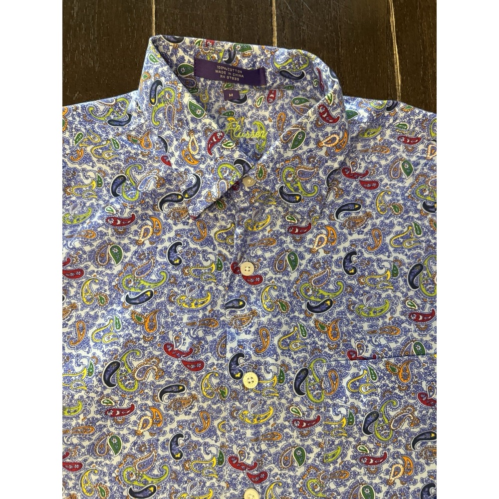 Alan Flusser Mens M Paisley Shirt Multicolor 100% Cotton Button Up